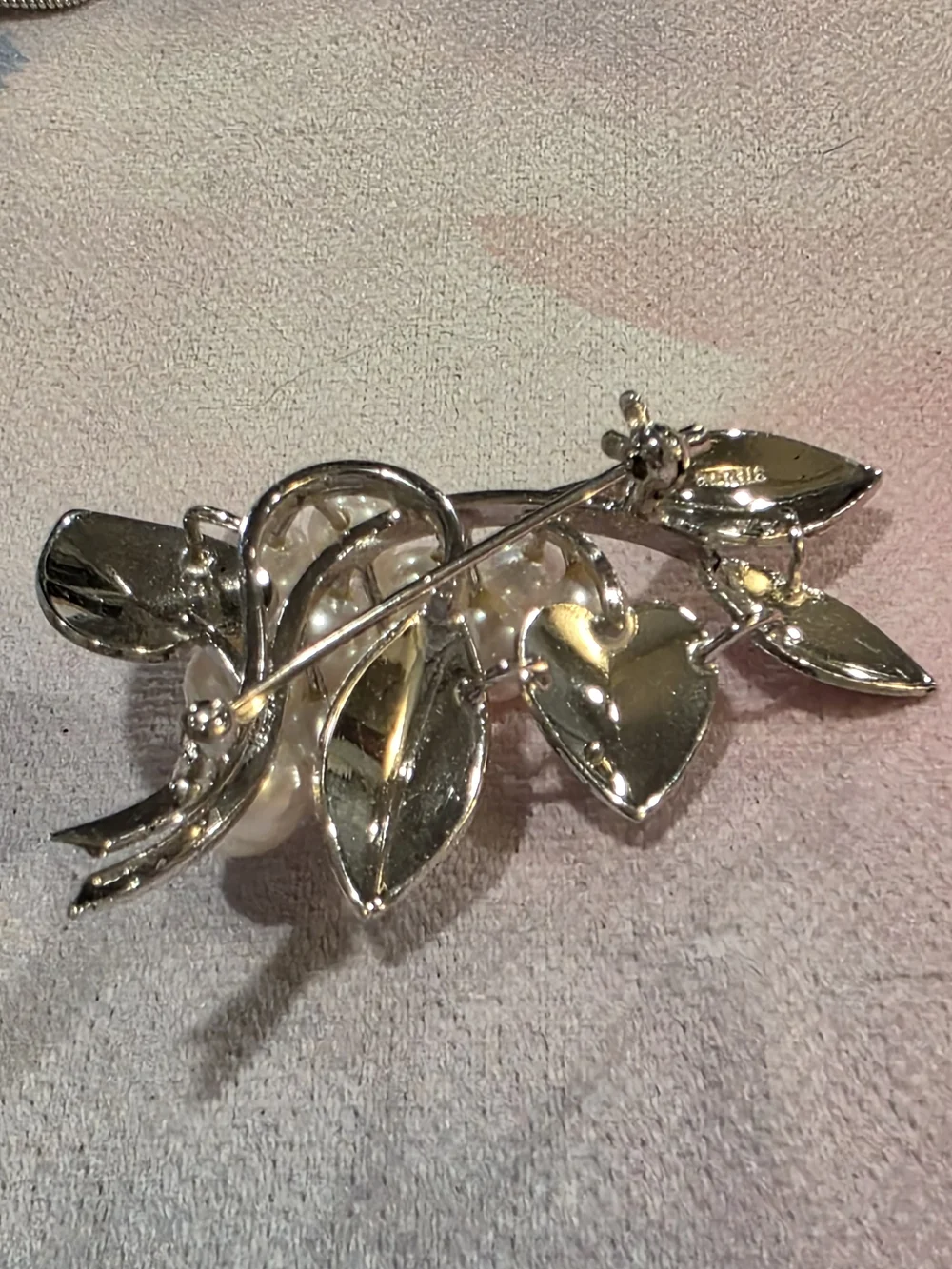 VTG Akoya Pearl Grape Cluster Mid-century Sterling Silver Brooch
